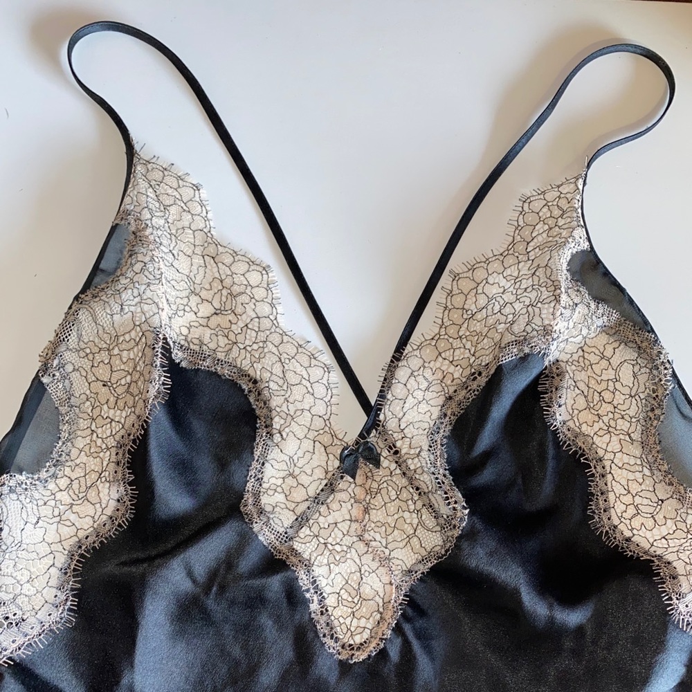 Victoria's Secret Black and Cream Lace Chemise